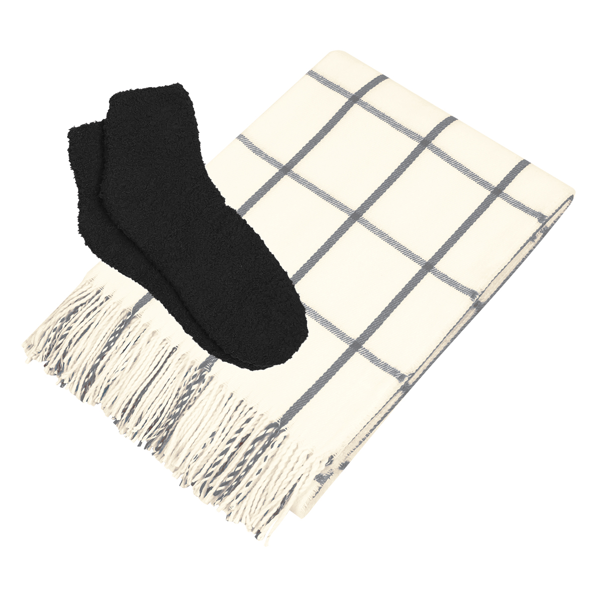 Charleston Throw & Fuzzy Socks Set 4
