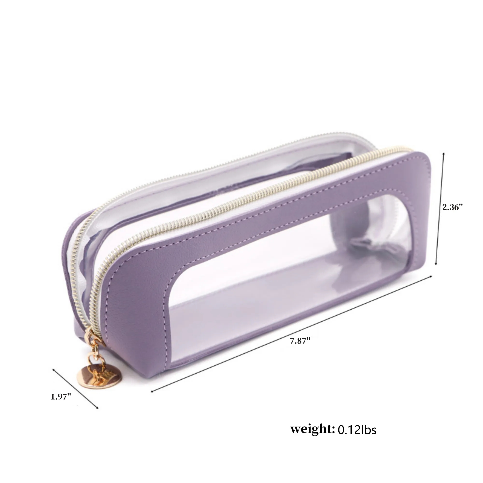 Pencil Case Cosmetic Pouch PU Leather Transparent Pen Bag 2