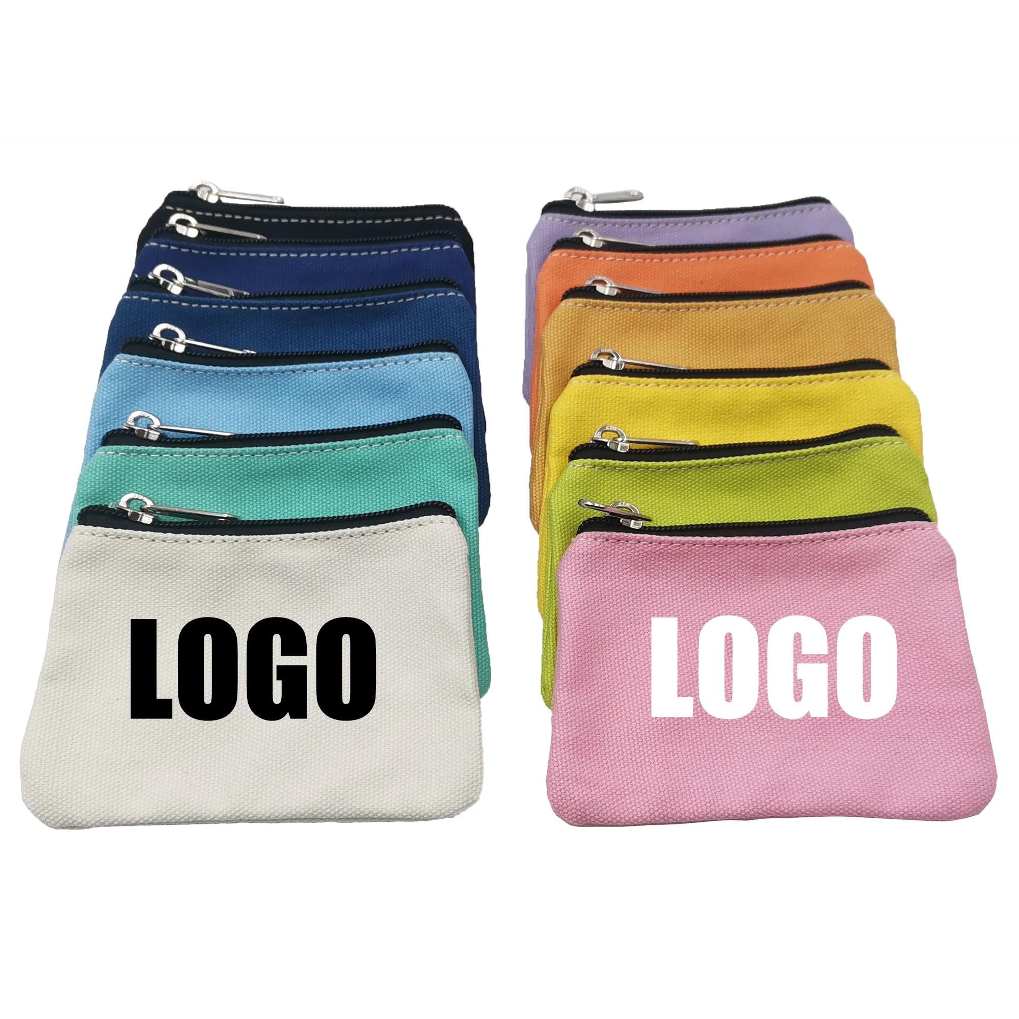 Canvas Small Zipper Blank Coin Purses Pouches