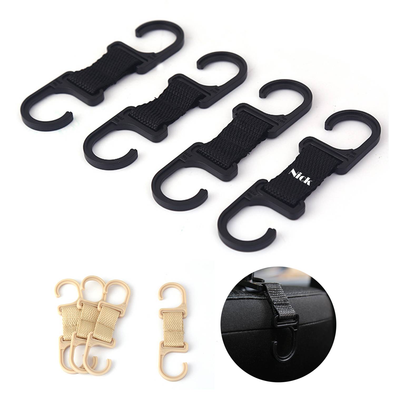 4pcs Car Plastic Automotive Trash Bag Hooks 3