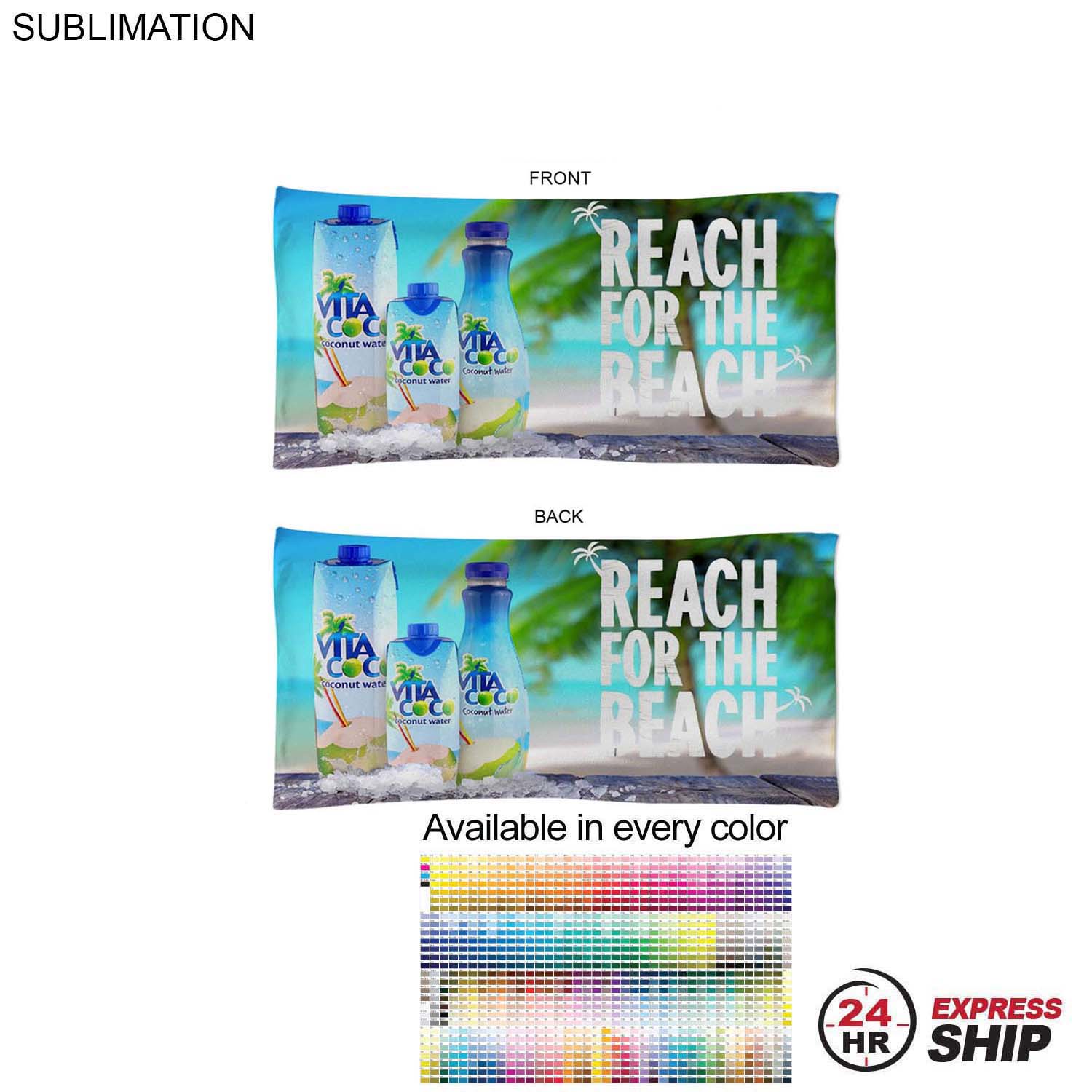 24 Hr Express Ship - Absorbent Microfiber Dri-Lite Terry Pool Towel, 20x40, Sublimated 3