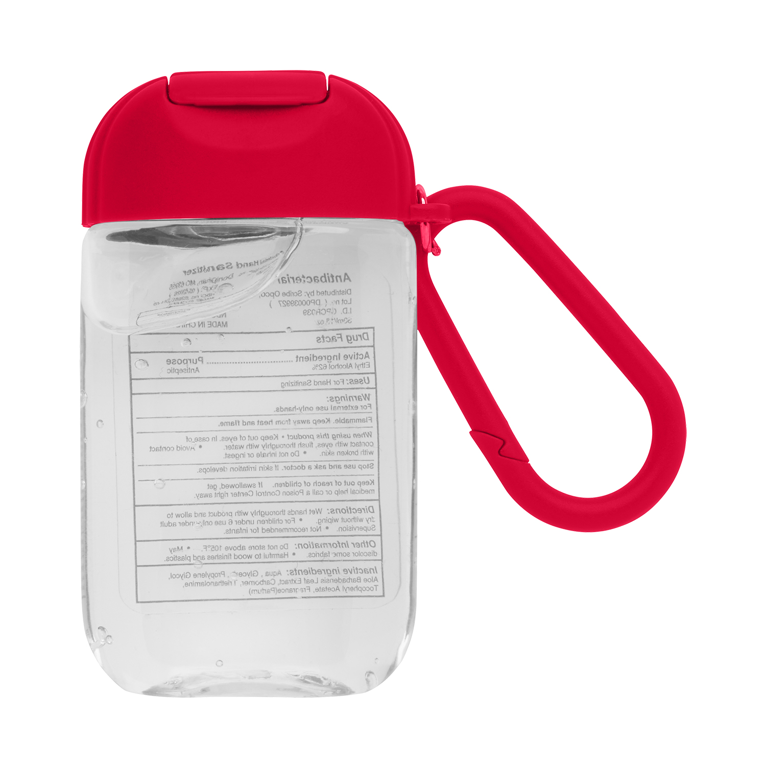 1 oz Hand Sanitizer Gel and Carabiner