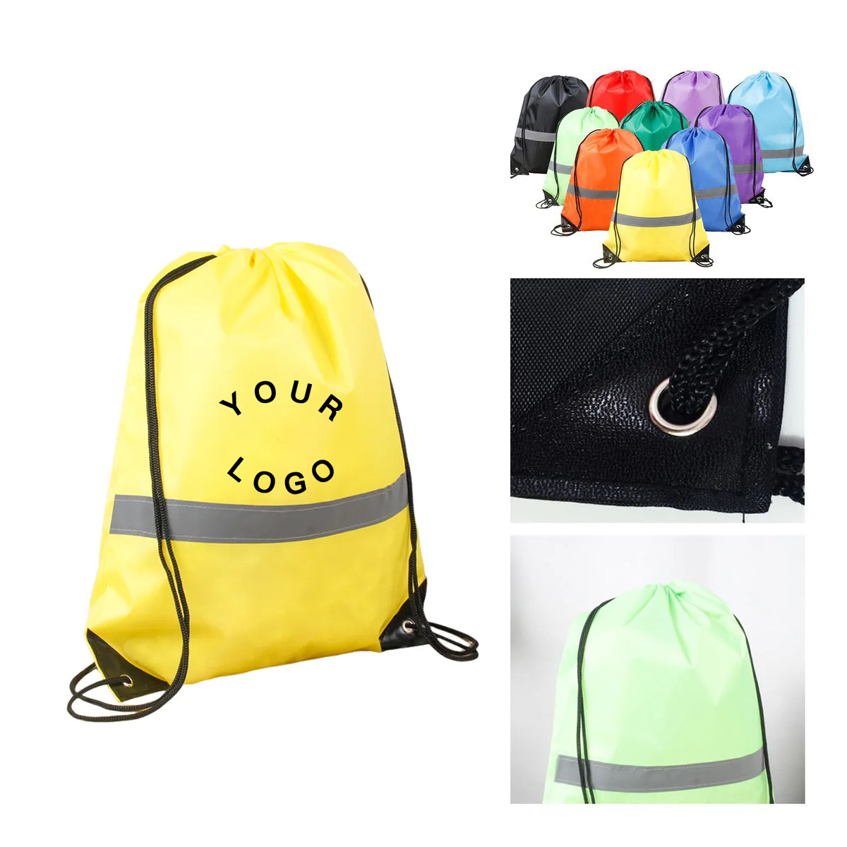 Durable Polyester Drawstring Bag with Reinforced Corners 2
