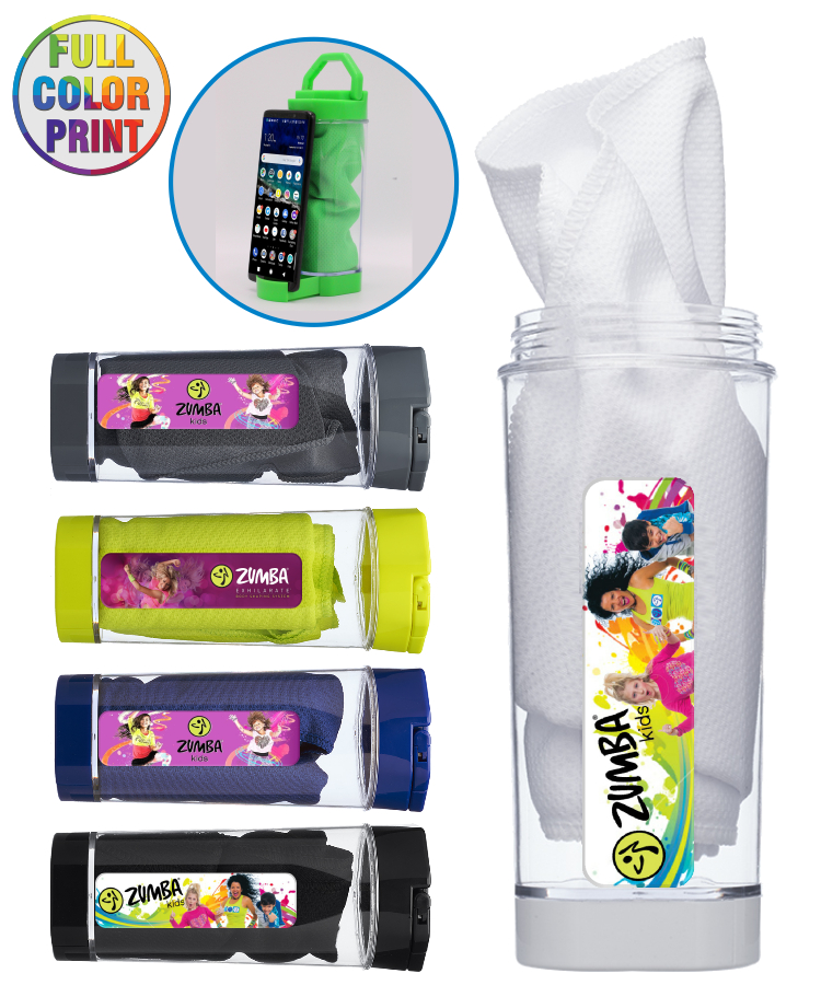 2-in-1 Cooling Towel In Phone Stand Carabiner Case 1