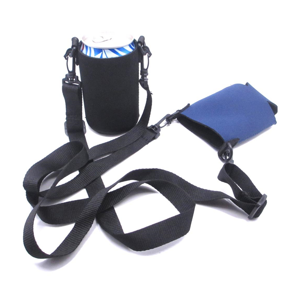 Neoprene Water Bottle Sleeve with Shoulder Strap, custom koozie with logo imprint 6