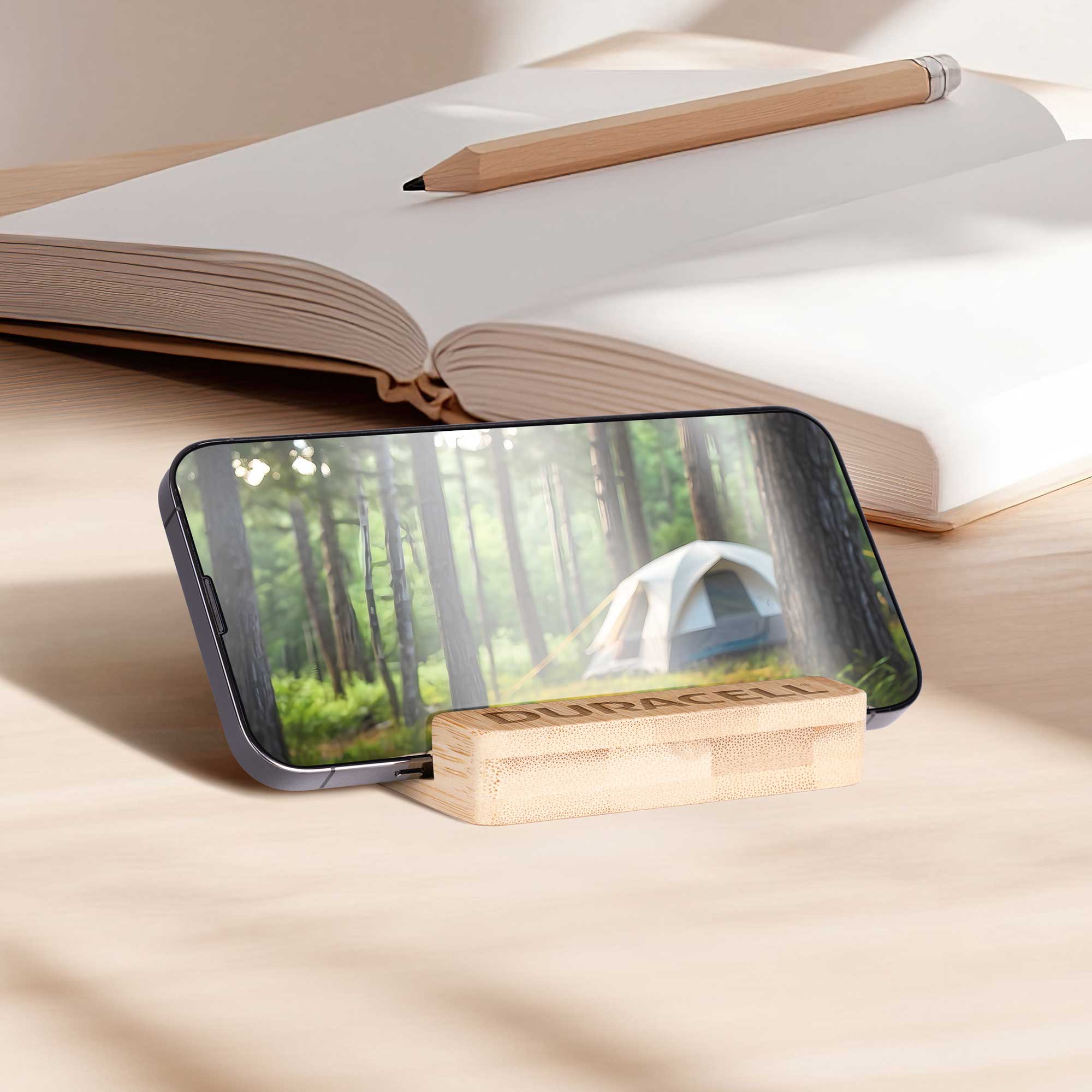 Bamboo Stand & Keypad Stress Reliever 1