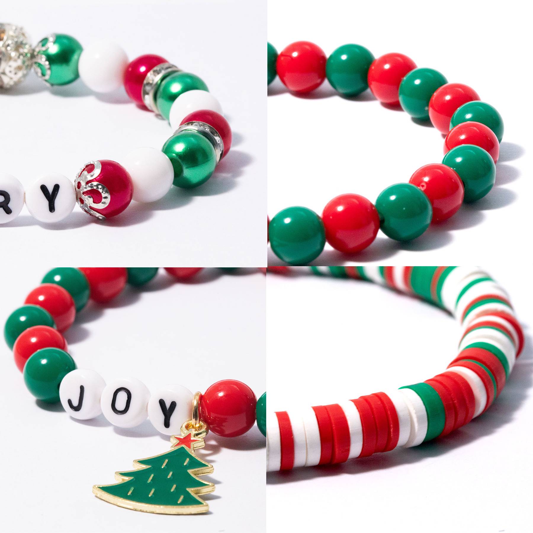Acrylic Plastic Christmas beaded letter elastic bracelet 5