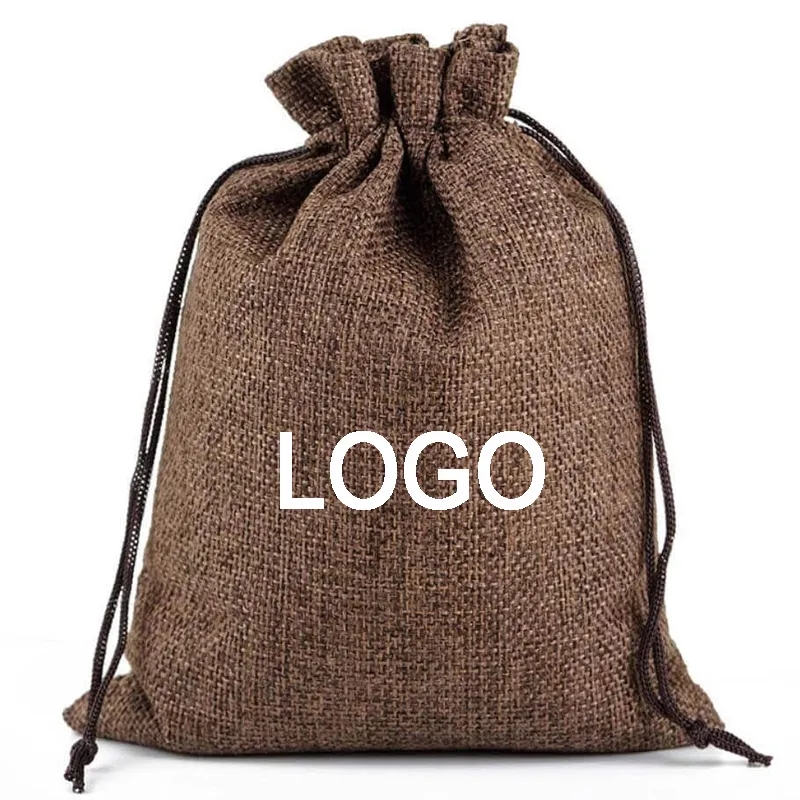 Custom Jute Drawstring Gift Bag - 4''w x 5.5''h 4