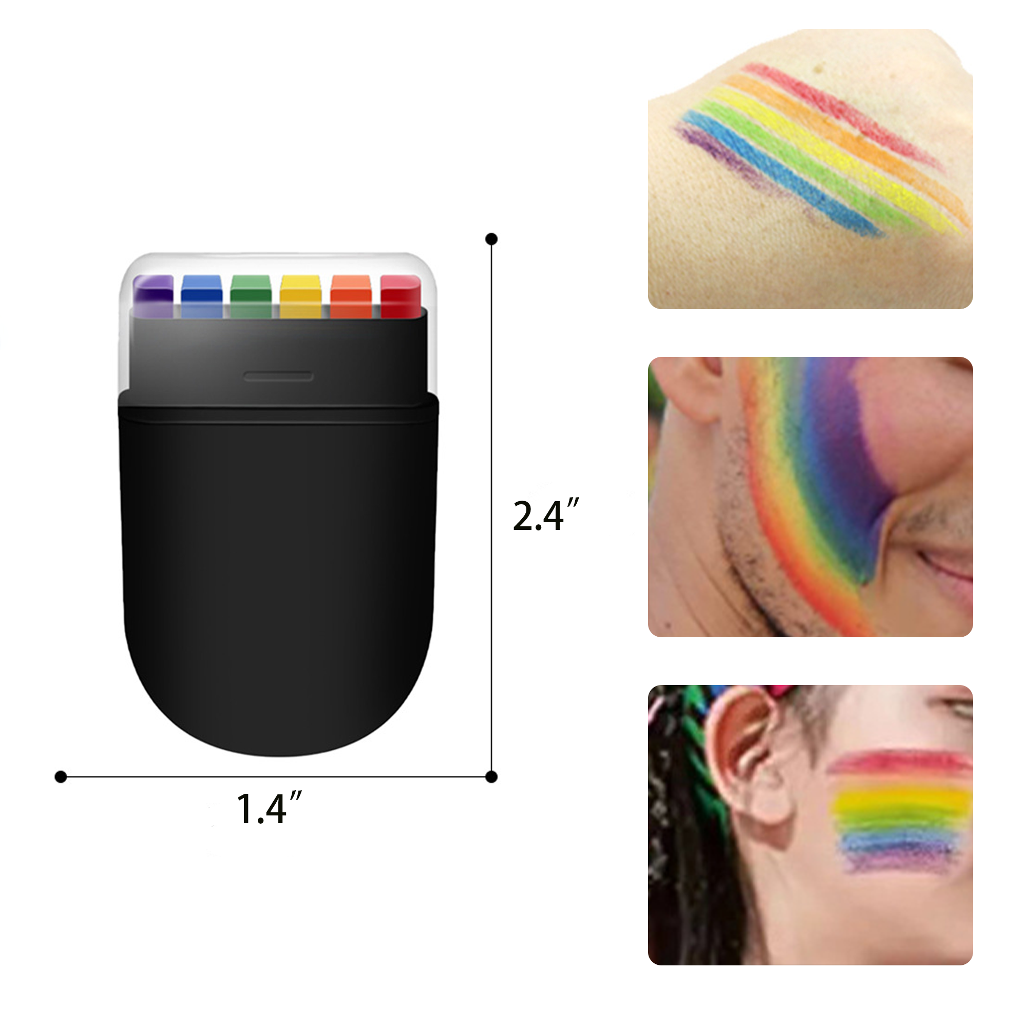 6 Color Rainbow World Cup Face Painting 3
