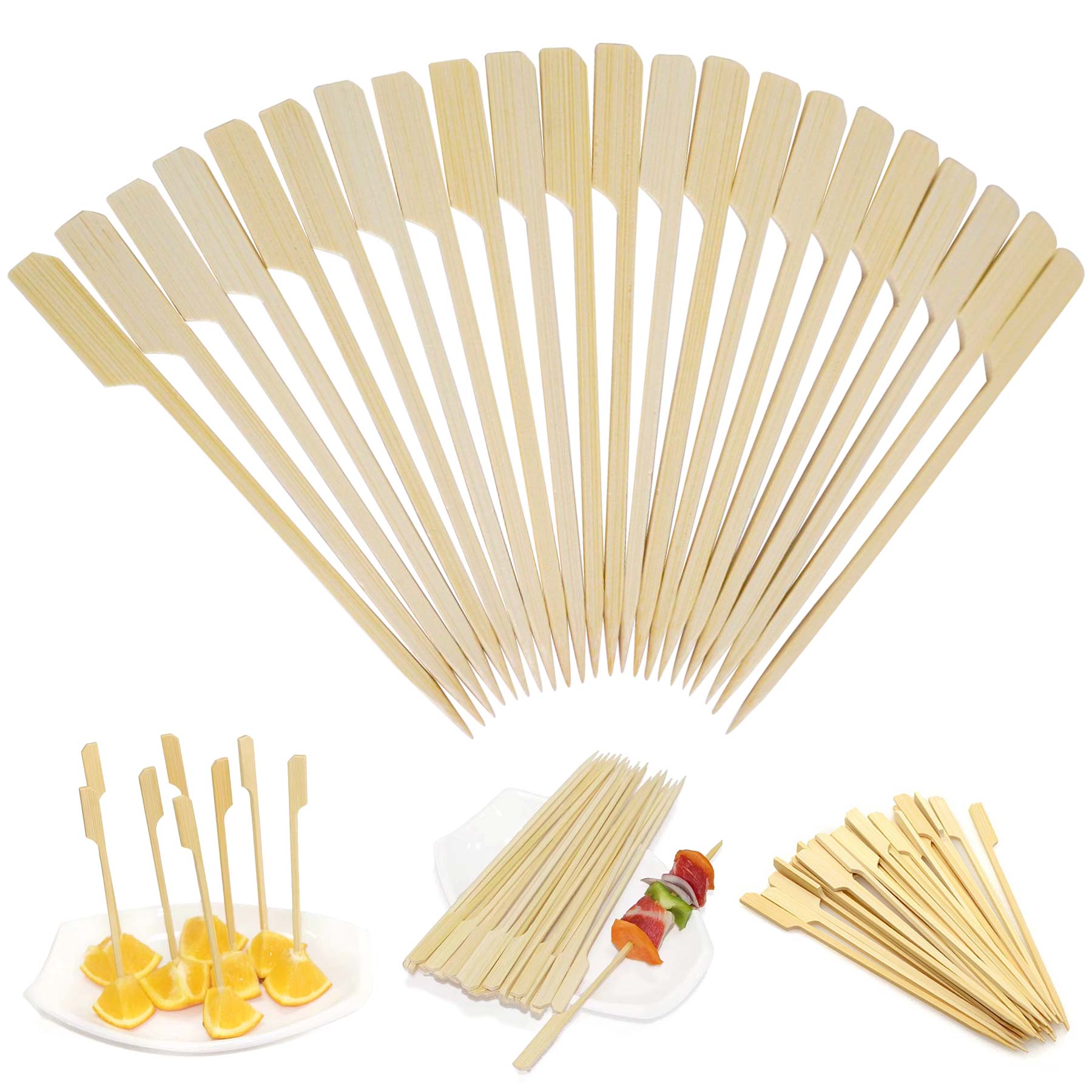 3.9 inch Bamboo wood wooden Paddle Picks Skewers Toothpicks 2