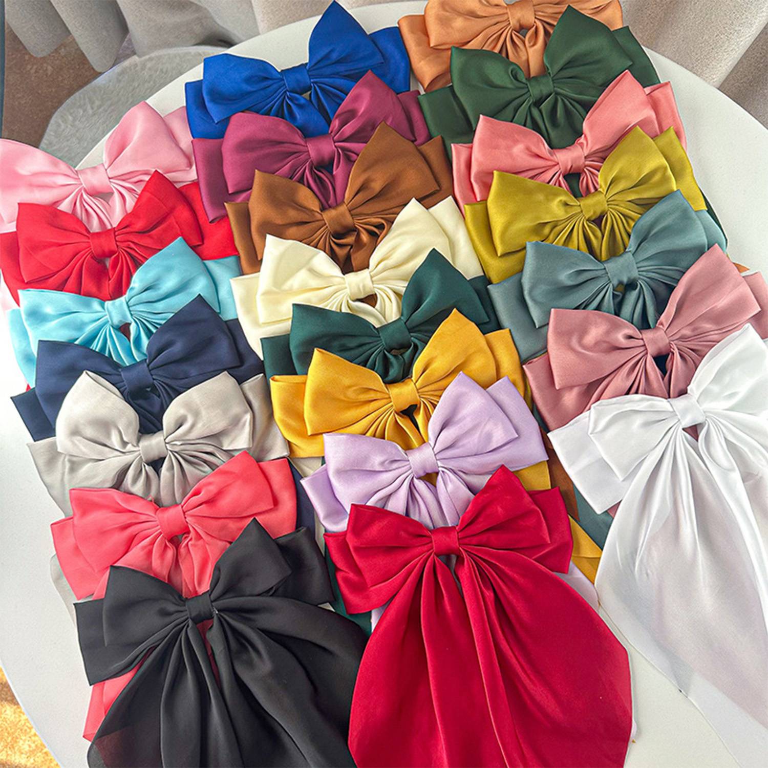 Solid Color Large Bow Hair Clip 6