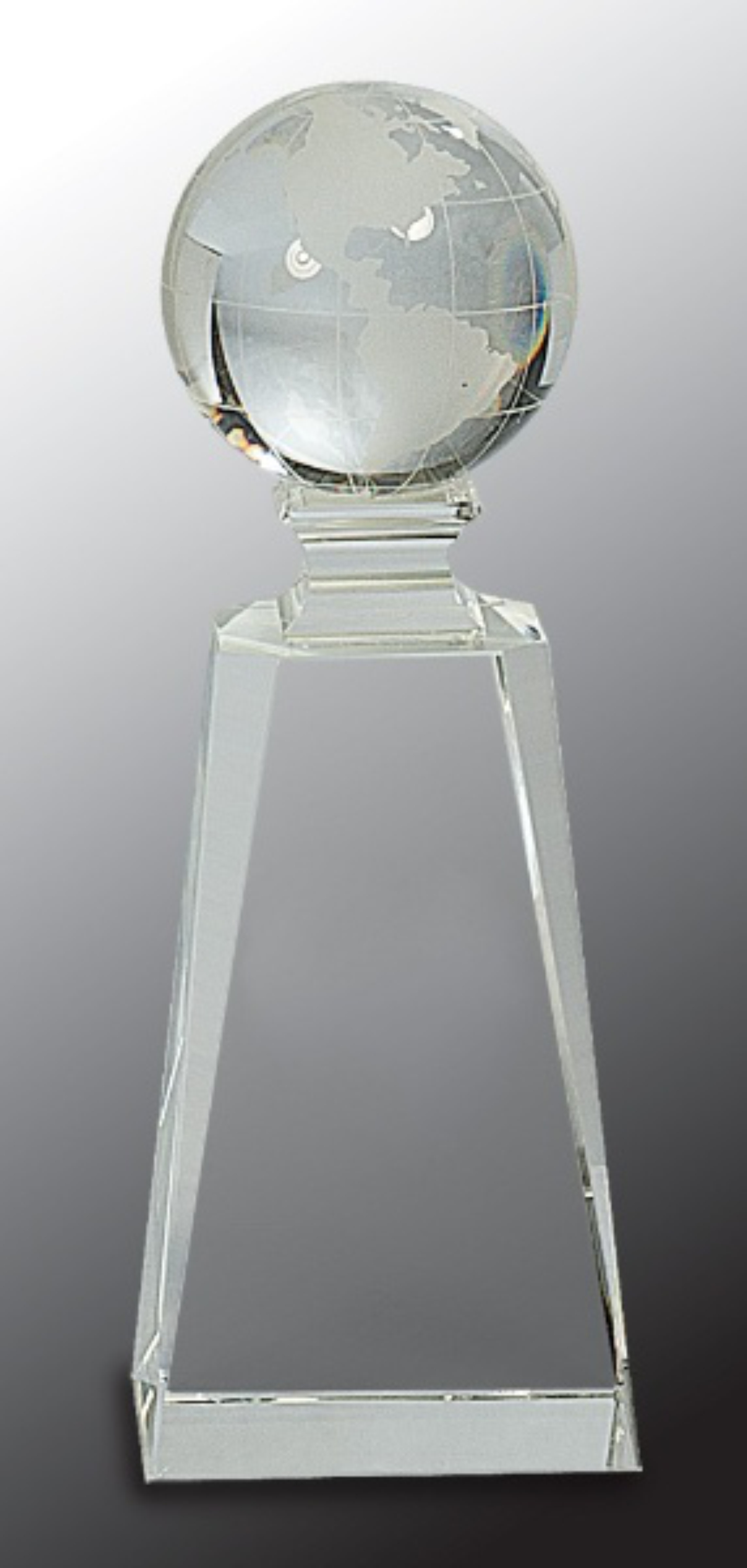 7 3/4" Crystal Globe Award on Clear Tower 3