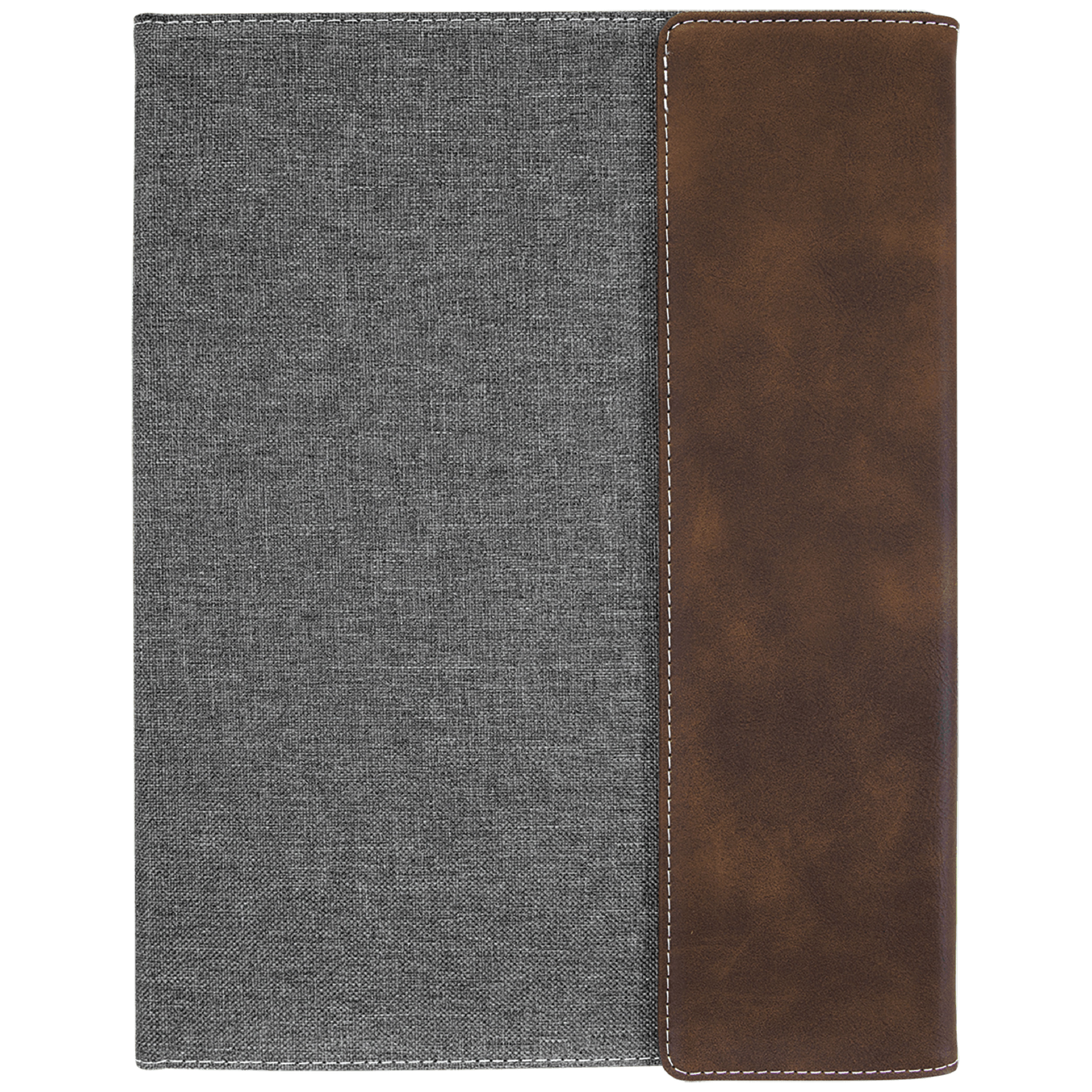 9" x 12" Rustic/Silver Leatherette & Gray Canvas Portfolio 4