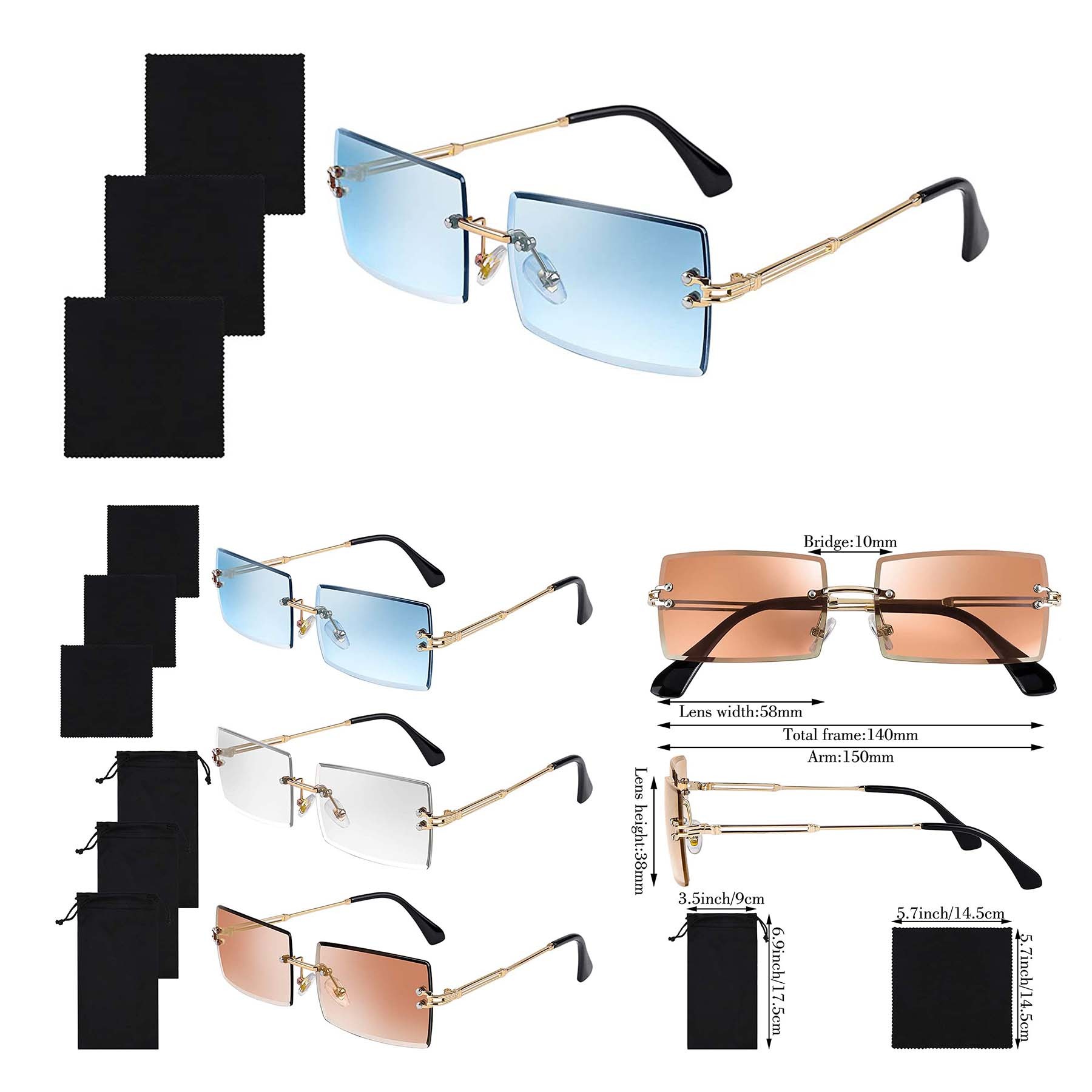 Rimless Rectangle Sunglasses 1