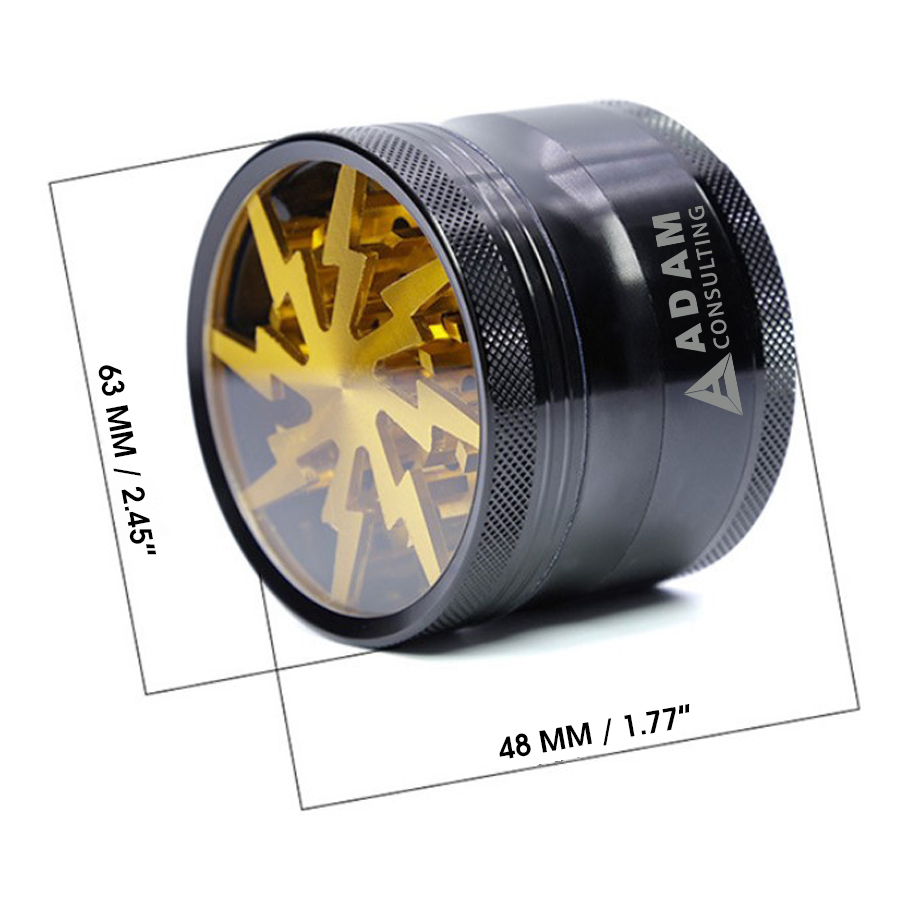 Premium Aluminum Alloy Herb Grinder 2.45" 4 Piece Metal Grinder with Pollen Catcher and Clear 12