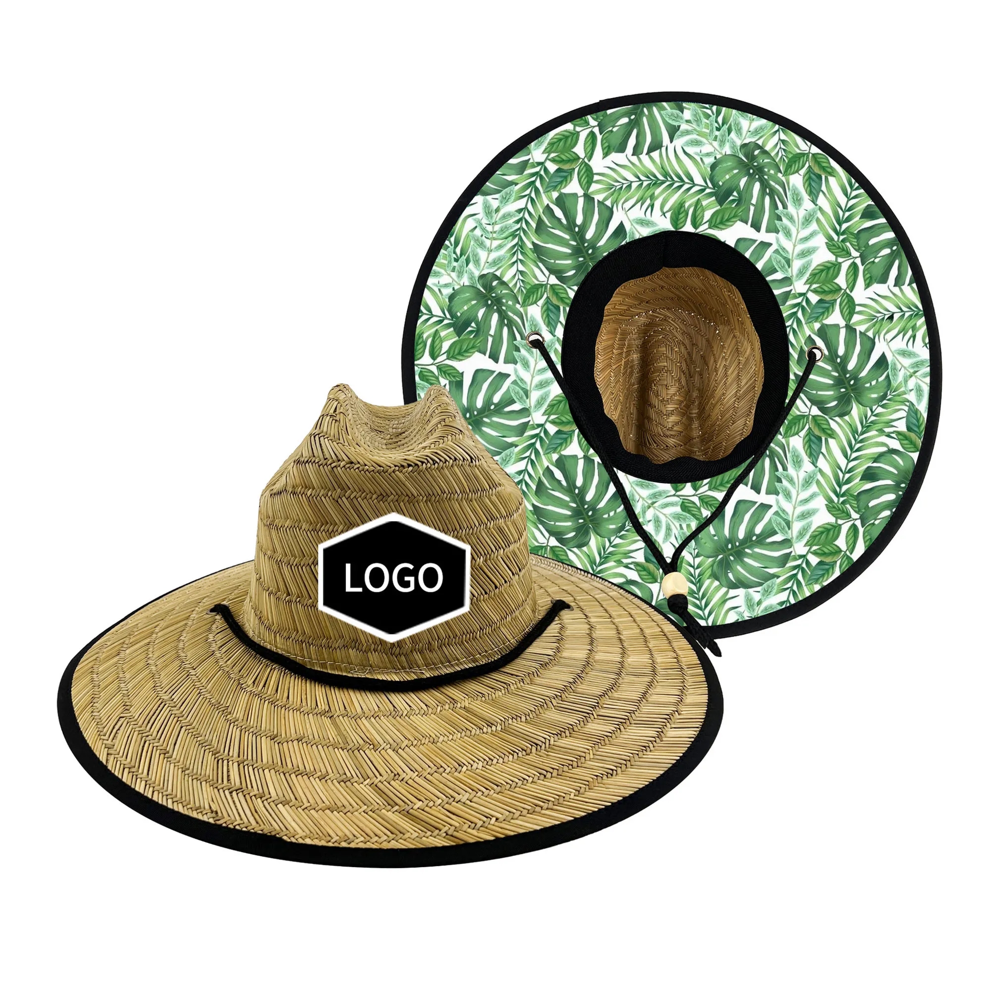 Straw Hat With Custom Patch And Full Color Underbrim Imprint 4
