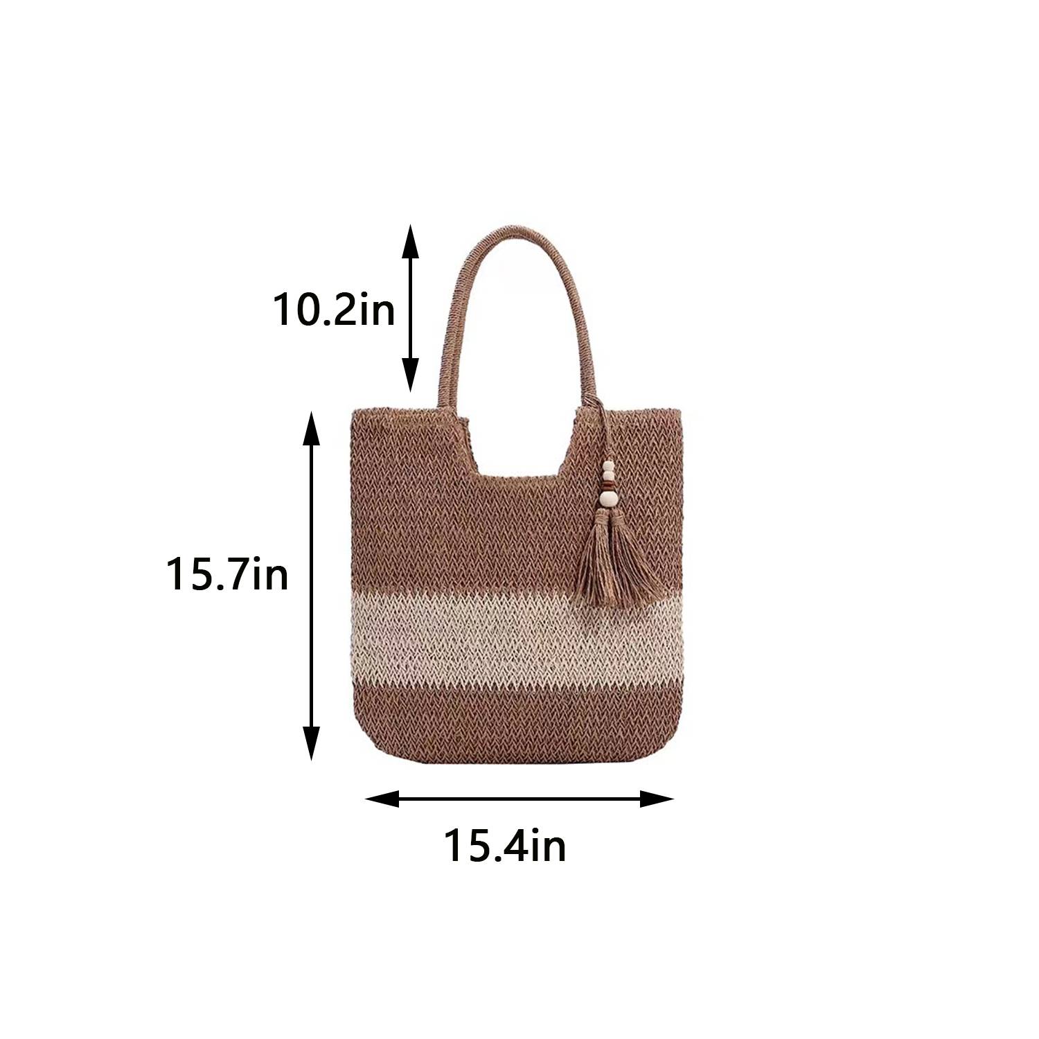 Large Capacity Summer Beach Weaving Bags with Tassels, custom tote bag with logo imprint 2