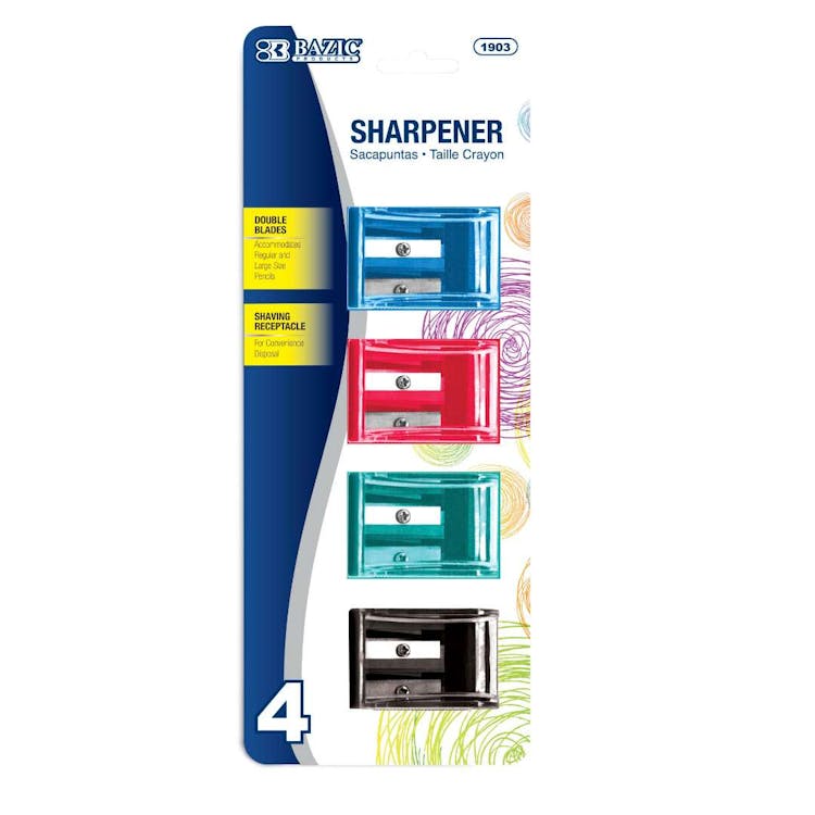Pencil Sharpeners - 4 Count Shavings Receptacle Assorted Colors 2