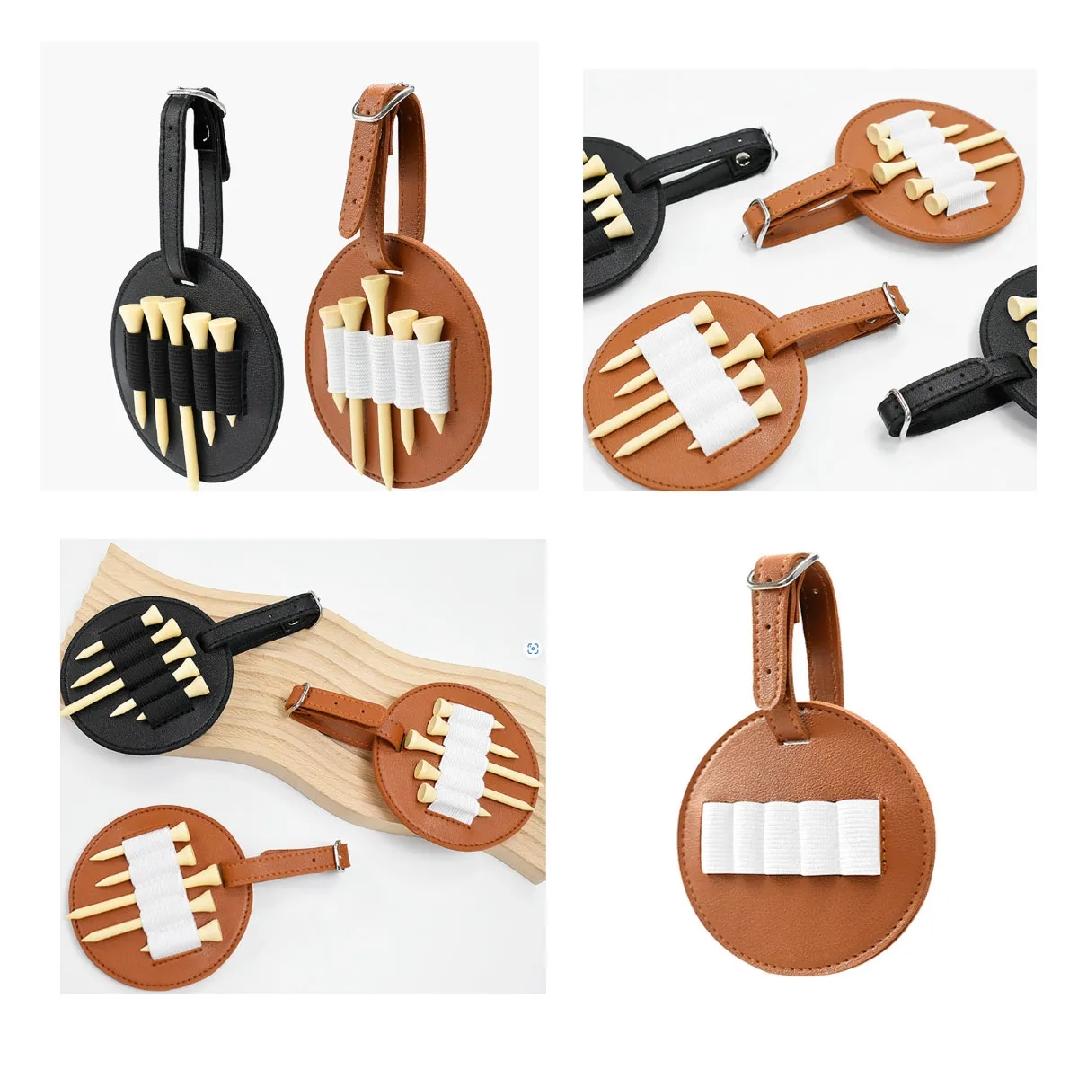 4pcs Portable Leather Waterproof Golf Tee Pouch Bag 3