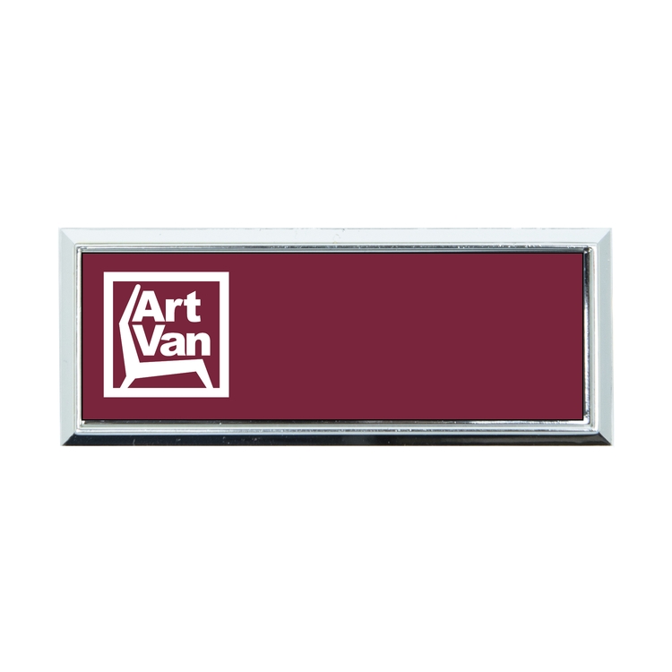 Plastic Framed Badge Square Corners - No Personalization 1"X3" (Screened)