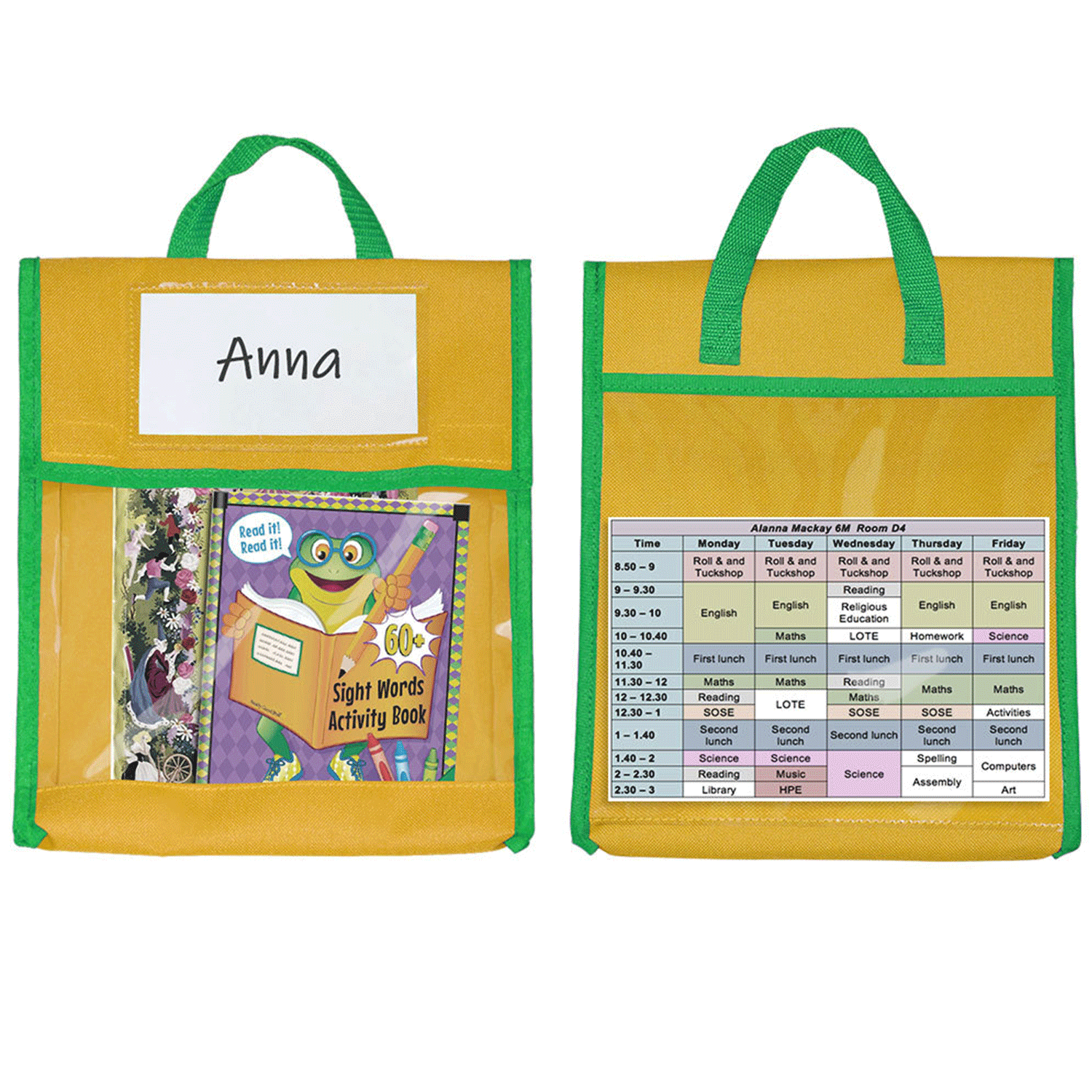 Lightweight Classroom Book Bag W/ Student Name Label 12