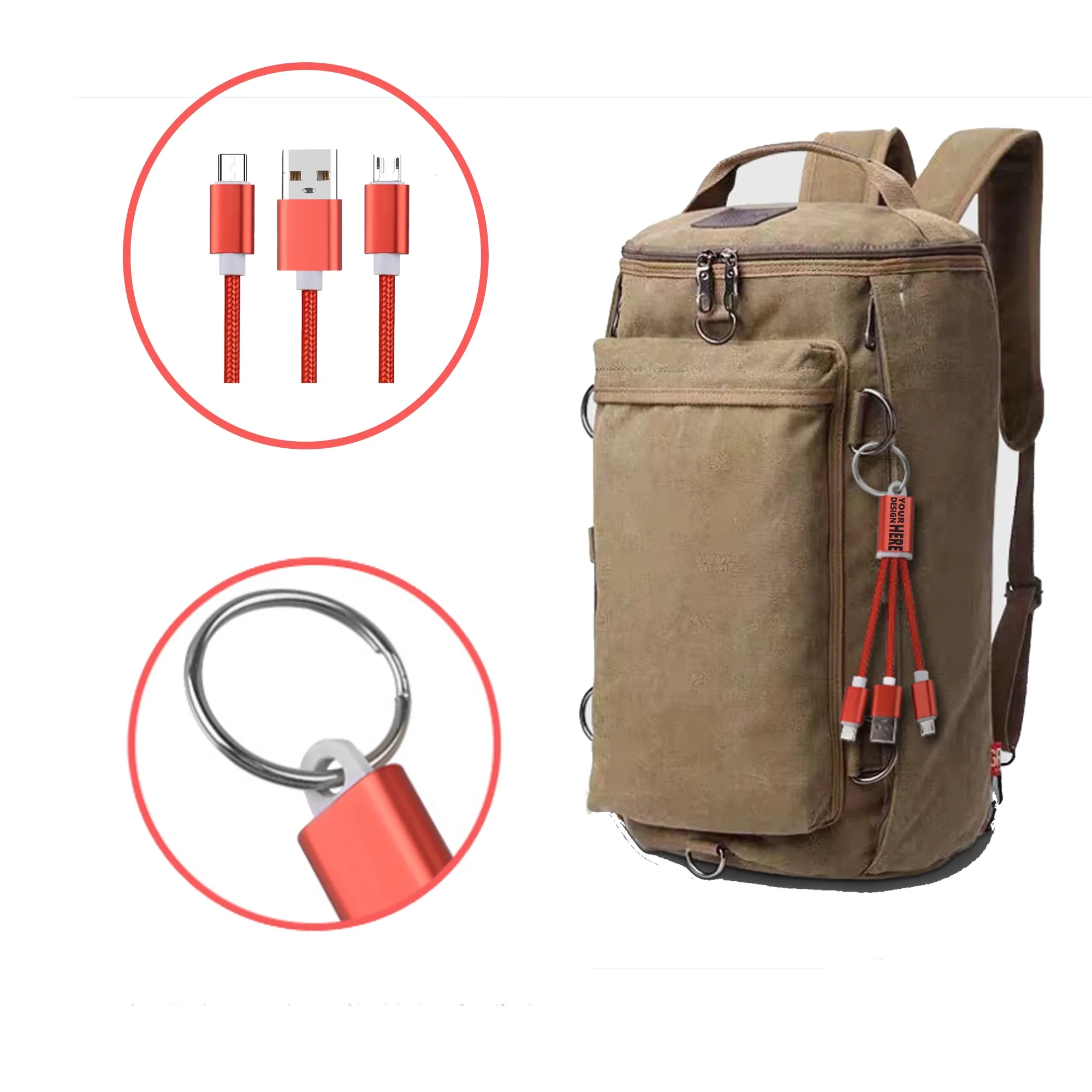 2-In-1 Charging Cable With Key Chain 4