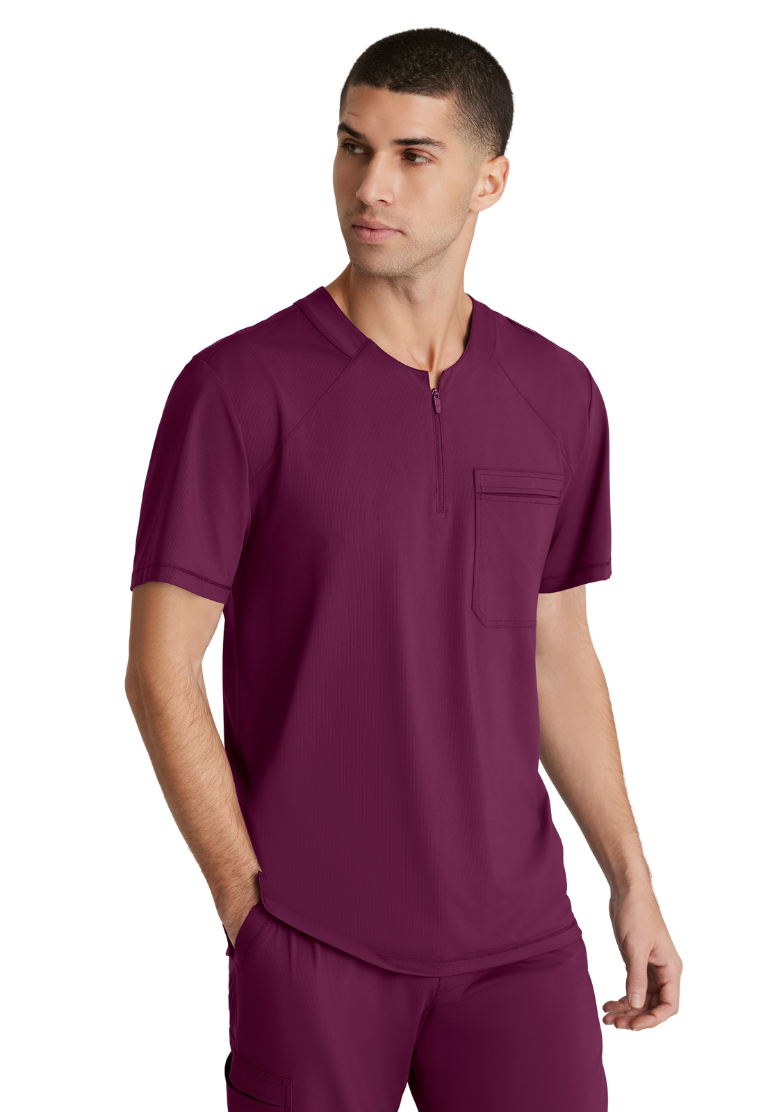 Skechers Slip-Ins - Men's One-Pocket Curved Neck Flex Scrub Top 19