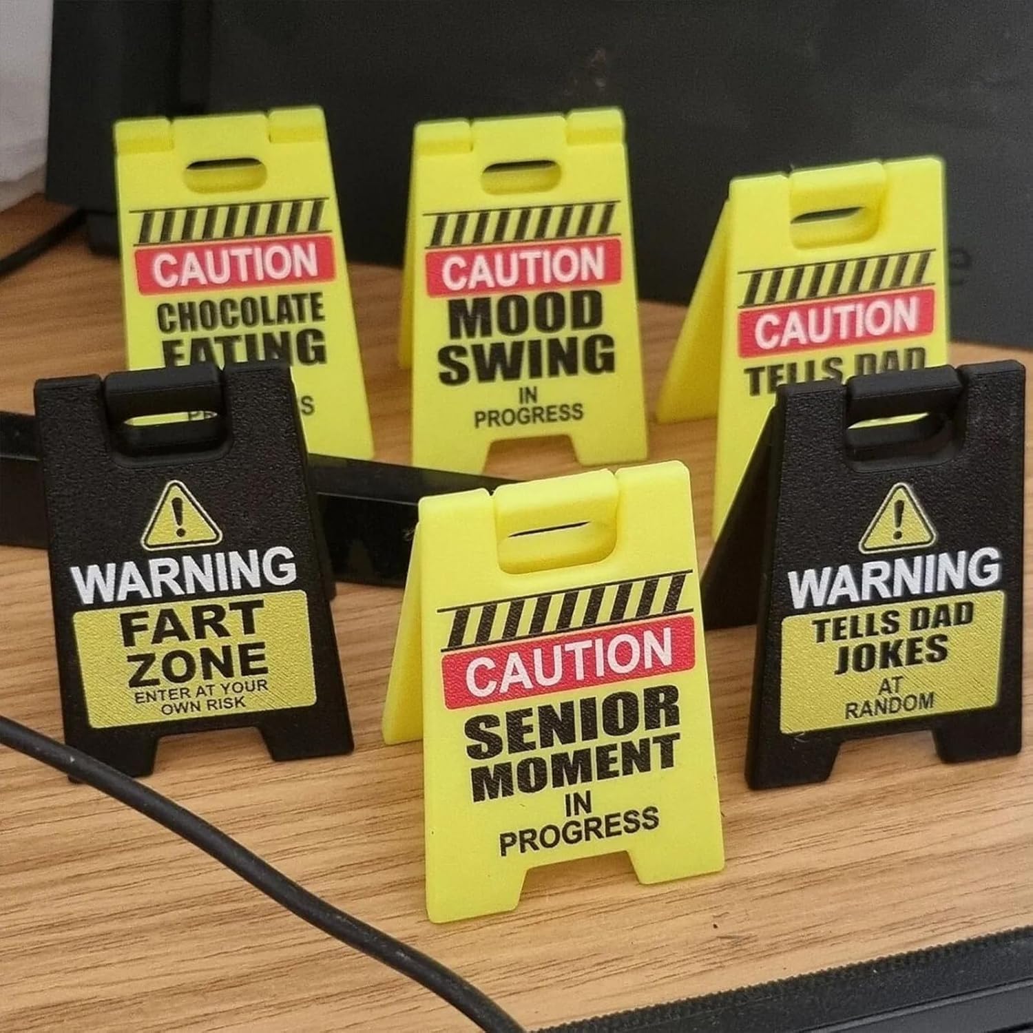 Funny Desk Hazard Caution Sign / Miniature Safety Warning Desktop Ornaments 1