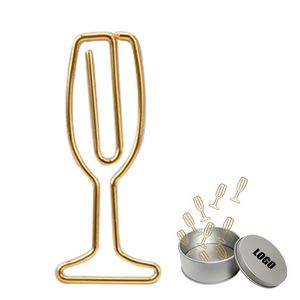 Champagne Glass Shaped Paper Clips In Tin Box Set Of 16 5