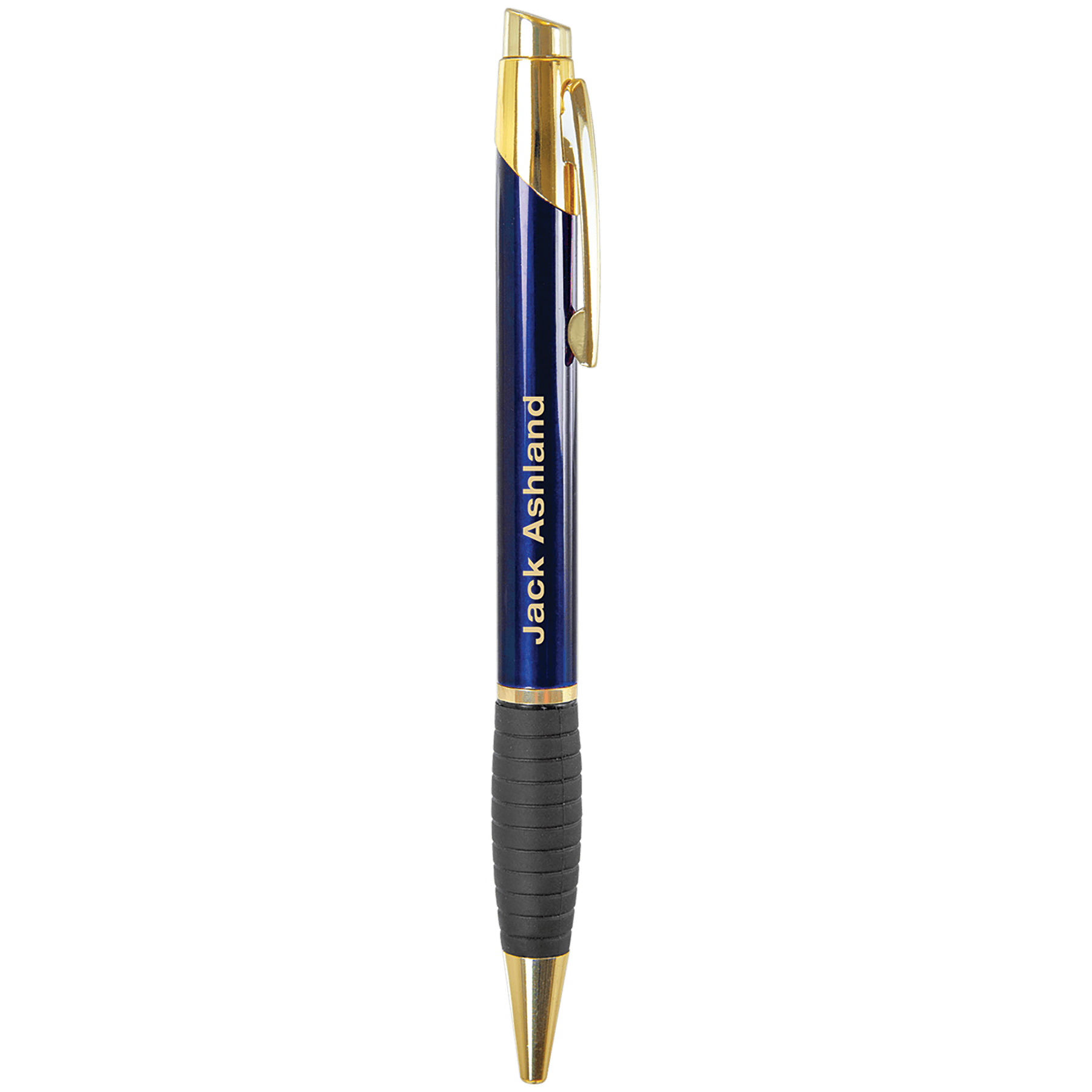 Gloss Blue Brass Ballpoint Pen with Gripper 2