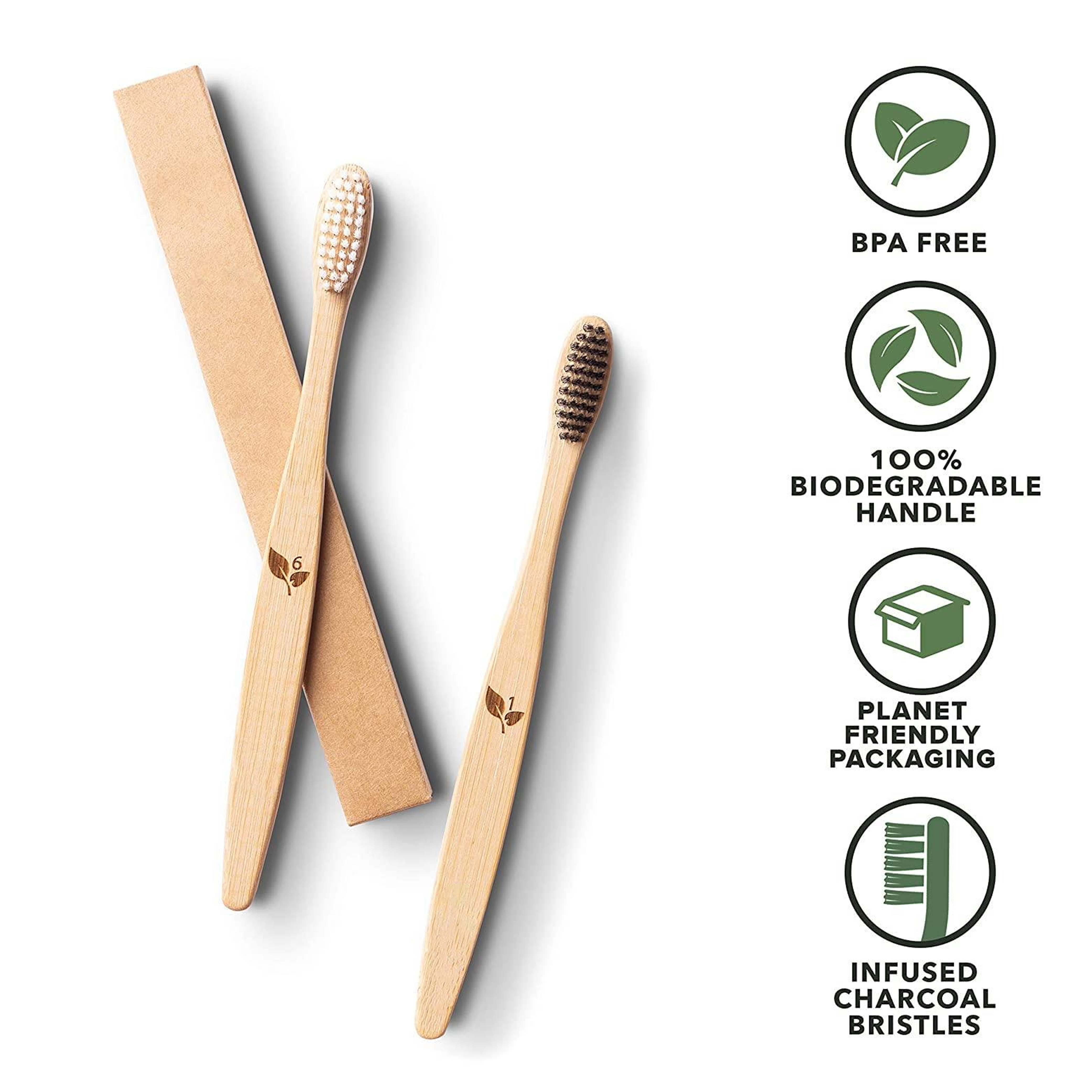 Flat Handle Bamboo Toothbrush For Adult 6