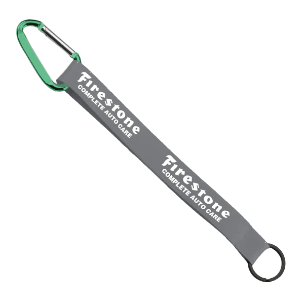 3/4" Sewn Polyester Keychain with Metal Split-Ring and Carabiner 117