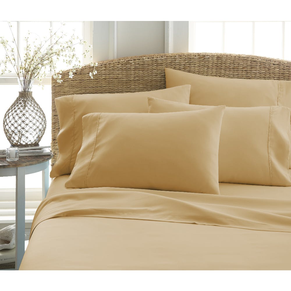 Microfiber Bed Sheet Sets - Gold Full 6 Piece Double-Brushed 2
