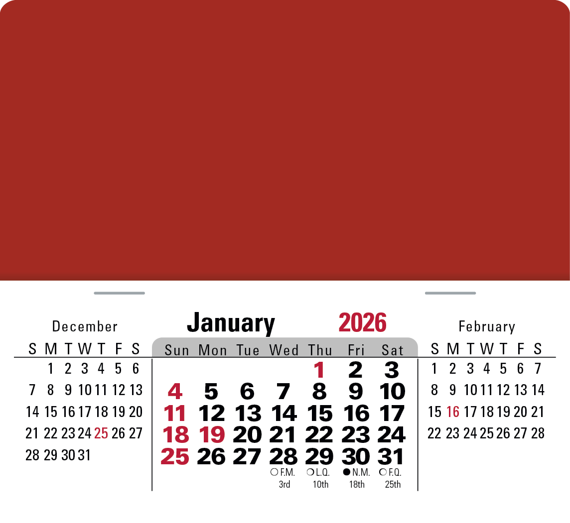 Triumph® Calendars Press-N-Stick XL Header with 3-Month Horizontal Calendar