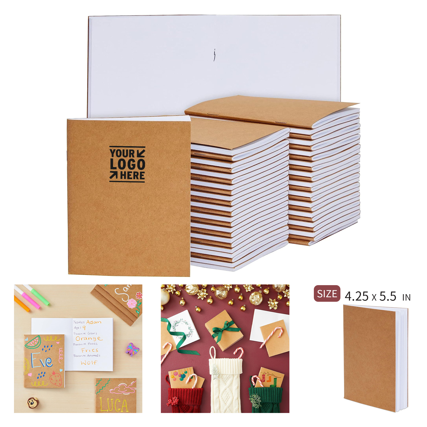 4.25" x 5.5" 24 Sheets Small Blank Notebook 1