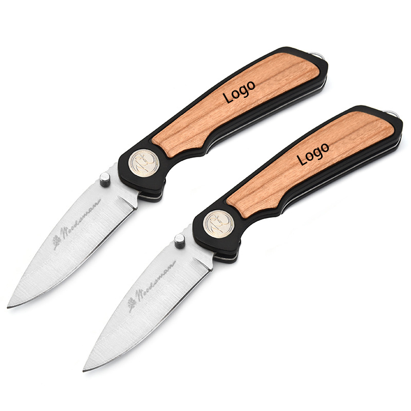 Stainless Steel Folding Pocket Knife with Wooden Handle 1