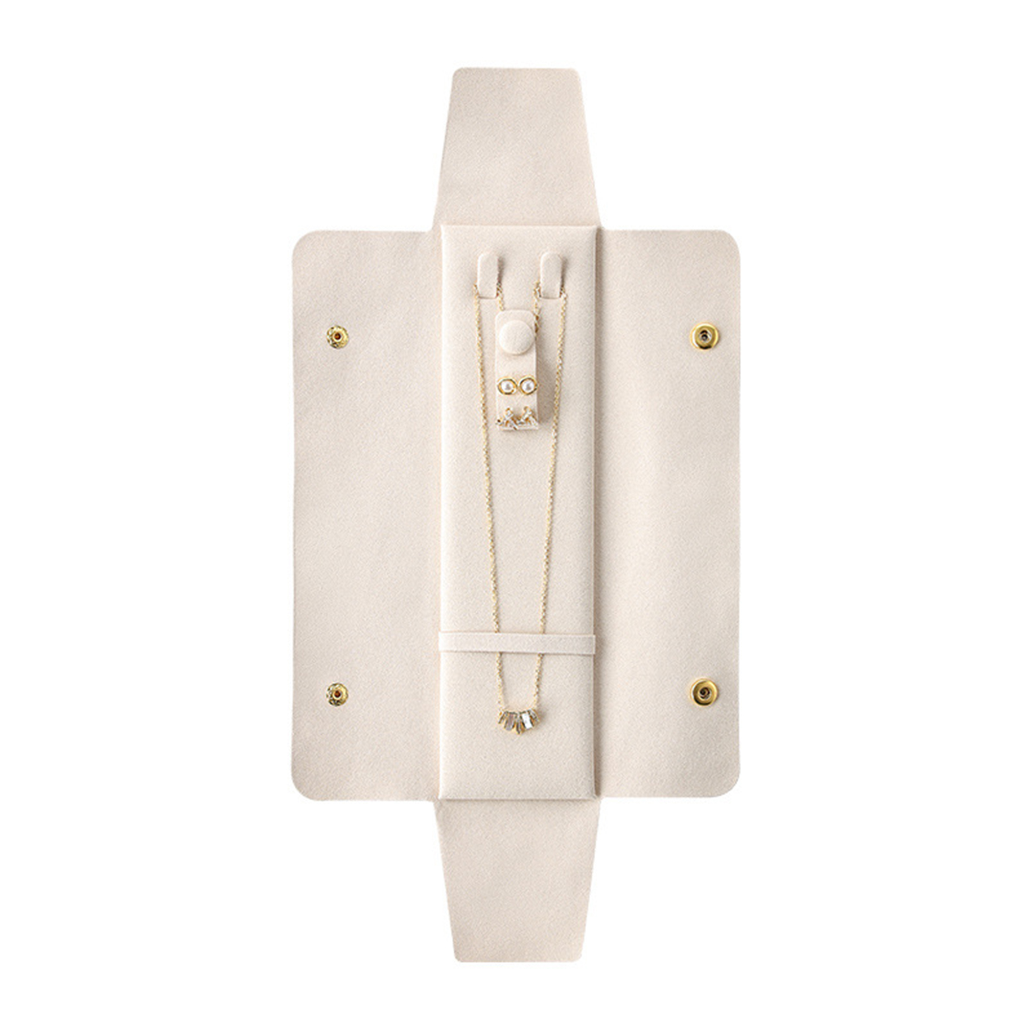 Suede Jewelry Travel Roll With Button Snap 2