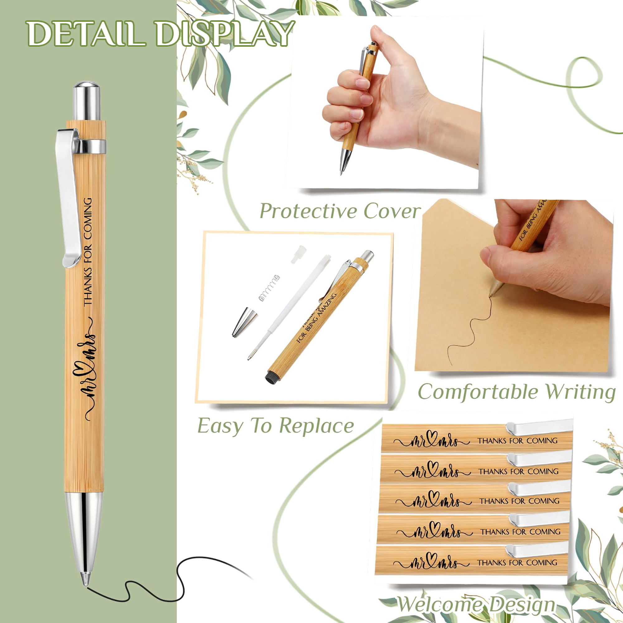 Eco-Friendly Bamboo Ballpoint Pen with Customizable Logo 7
