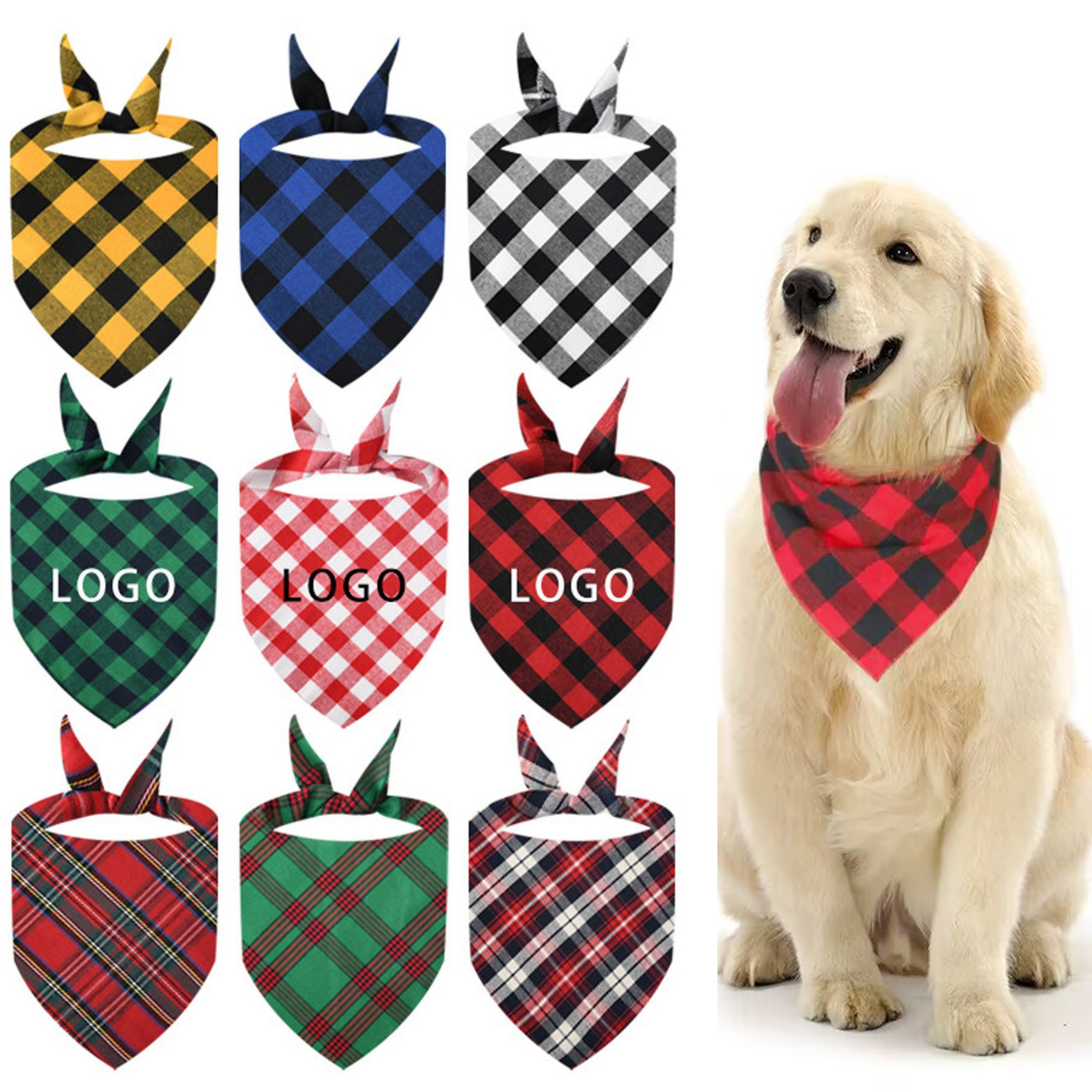 Stylish Plaid Dog Bandana 15