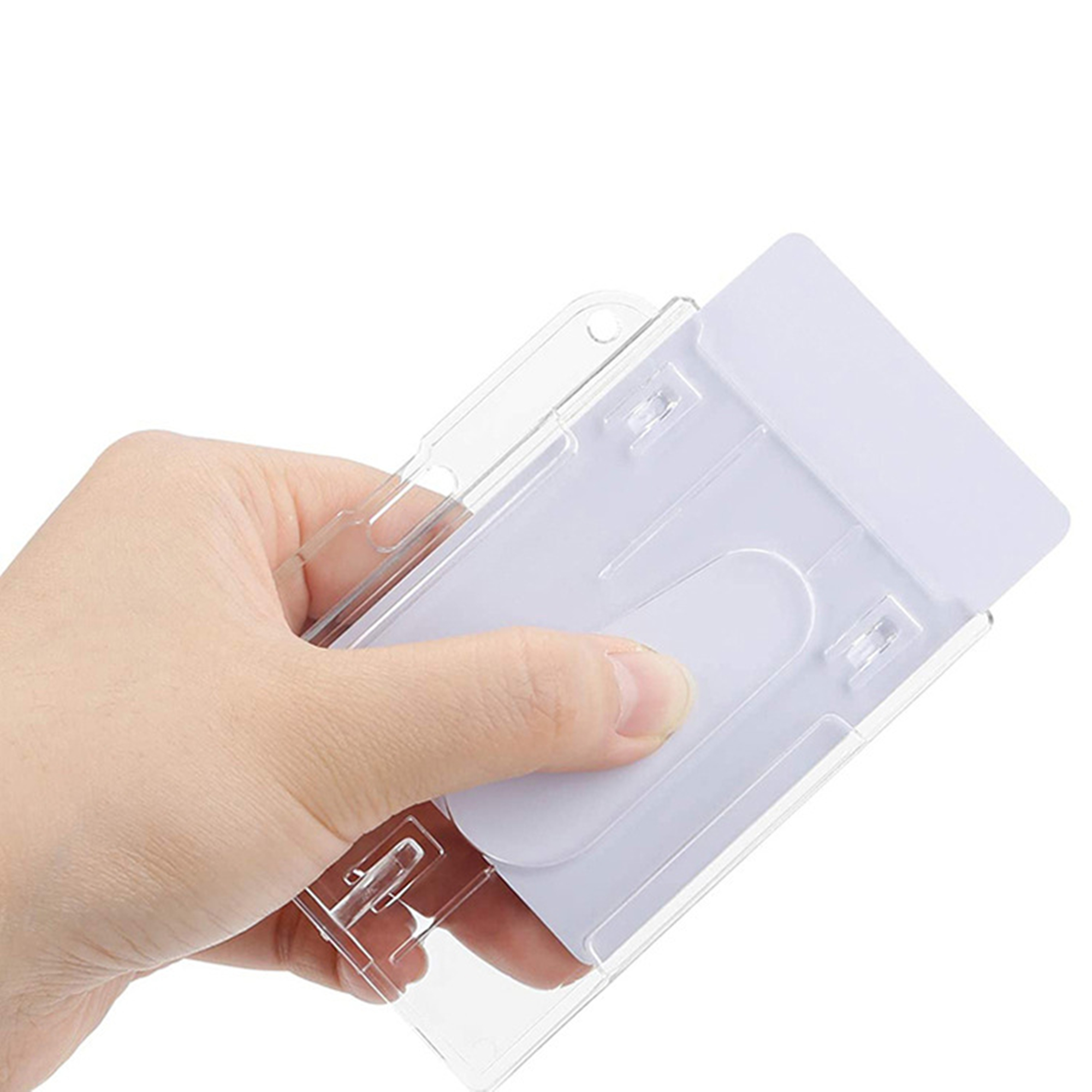 Clear Horizontal Badge Holder With Thumb Slot 2