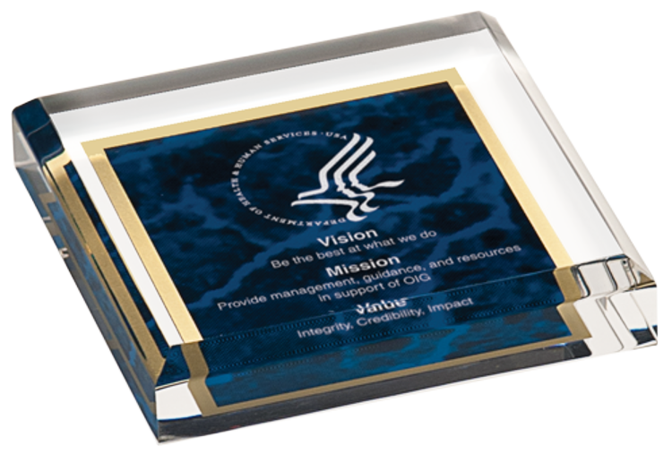3 3/4" x 3 3/4" Blue Paperweight Acrylic Award