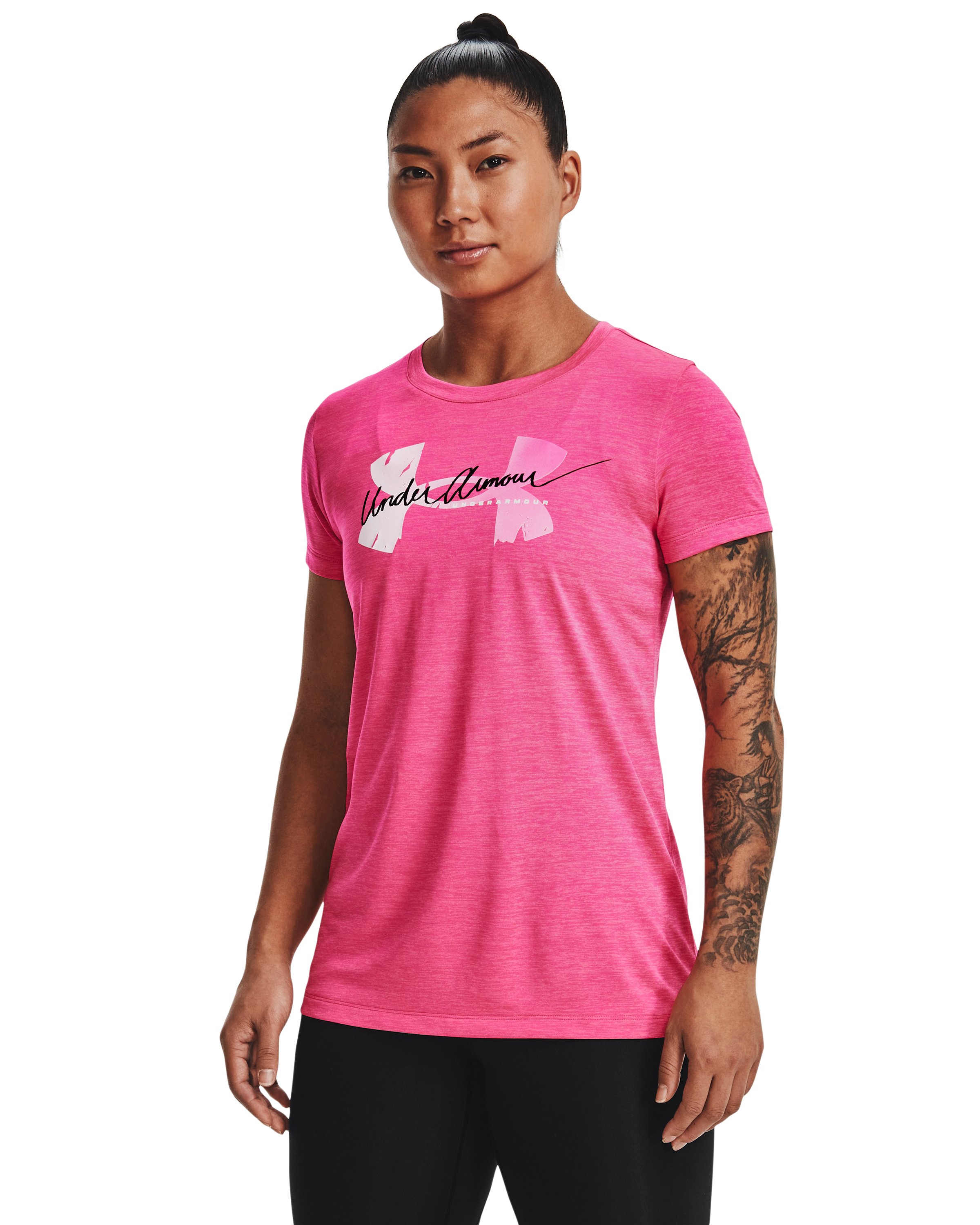 Women's UA Tech Twist Script Logo Short Sleeve 5