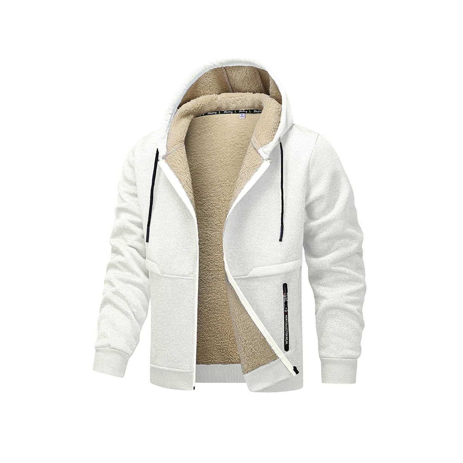 Men Windproof Fleece Lined Heavyweight Hooded Jacket 2