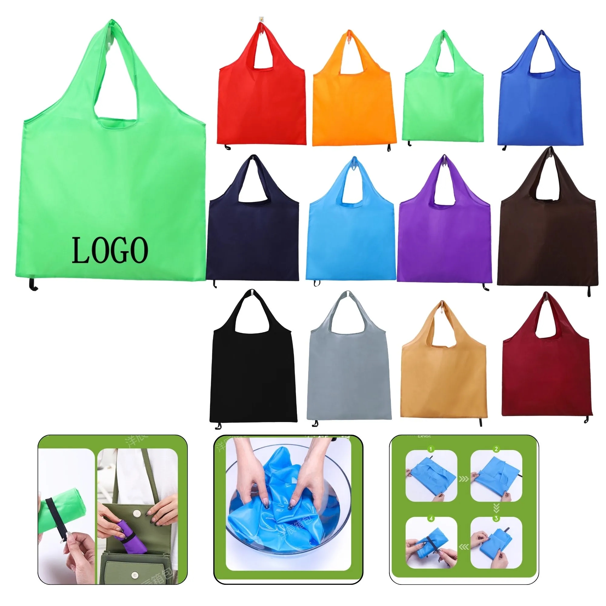 14.96" x 15.75" Reusable Polyester Tote Bag Bundle 4