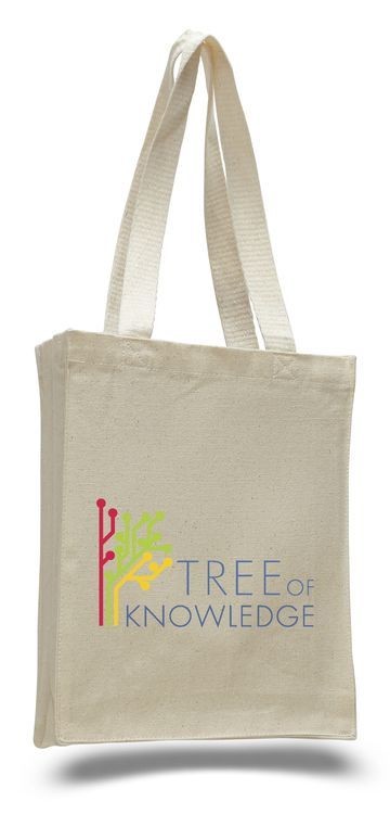 12 Oz. Canvas Book Tote Bag w/ Full Gusset - 10"x12"x3" 1