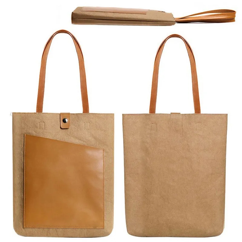 Washable Kraft Paper Laptop Tote Bag 8
