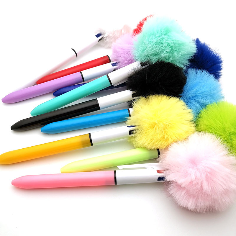 Four-color Ballpoint Pen with Pompom 1