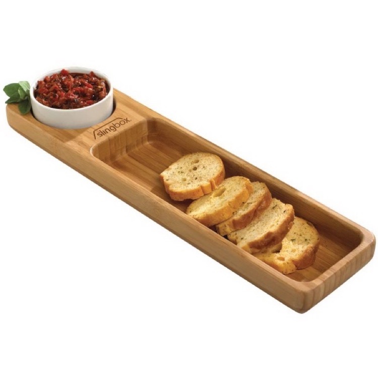 BistroTek Preimum Bamboo Snack Tray Set