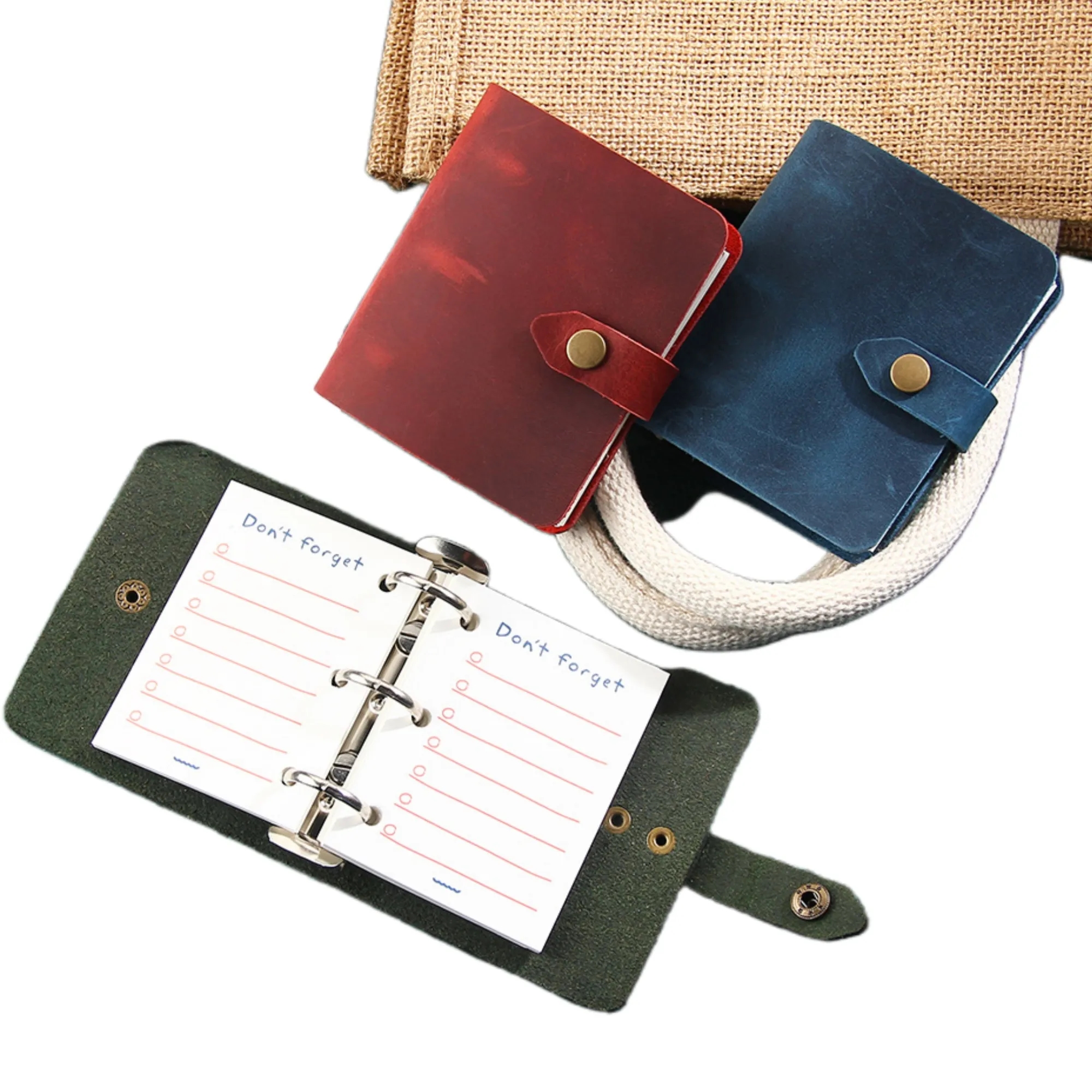 Leather A9 Mini Binder Refillable Notebook 2