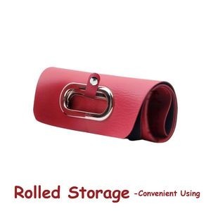 Buckled Dual Bottles PU Leather Wine Bag with Grape Window 16